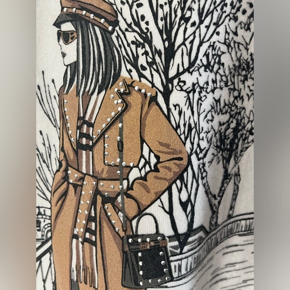 Love & Lace Women's Paris Fashion‎ Pullover Sweater 2X with Rhinestones - Picture 2 of 6